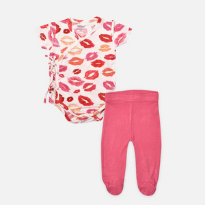 Sweet Kisses Front-tie Bodysuit & Leggings 2-pc Set