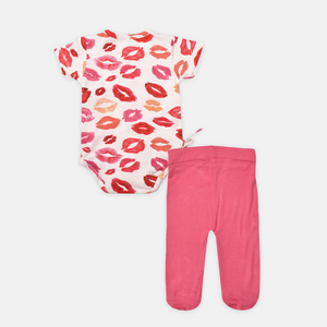 Sweet Kisses Front-tie Bodysuit & Leggings 2-pc Set