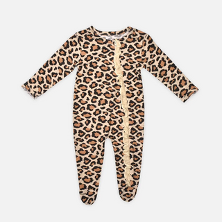 Wild Ones Ruffled Bamboo Zipper Footie