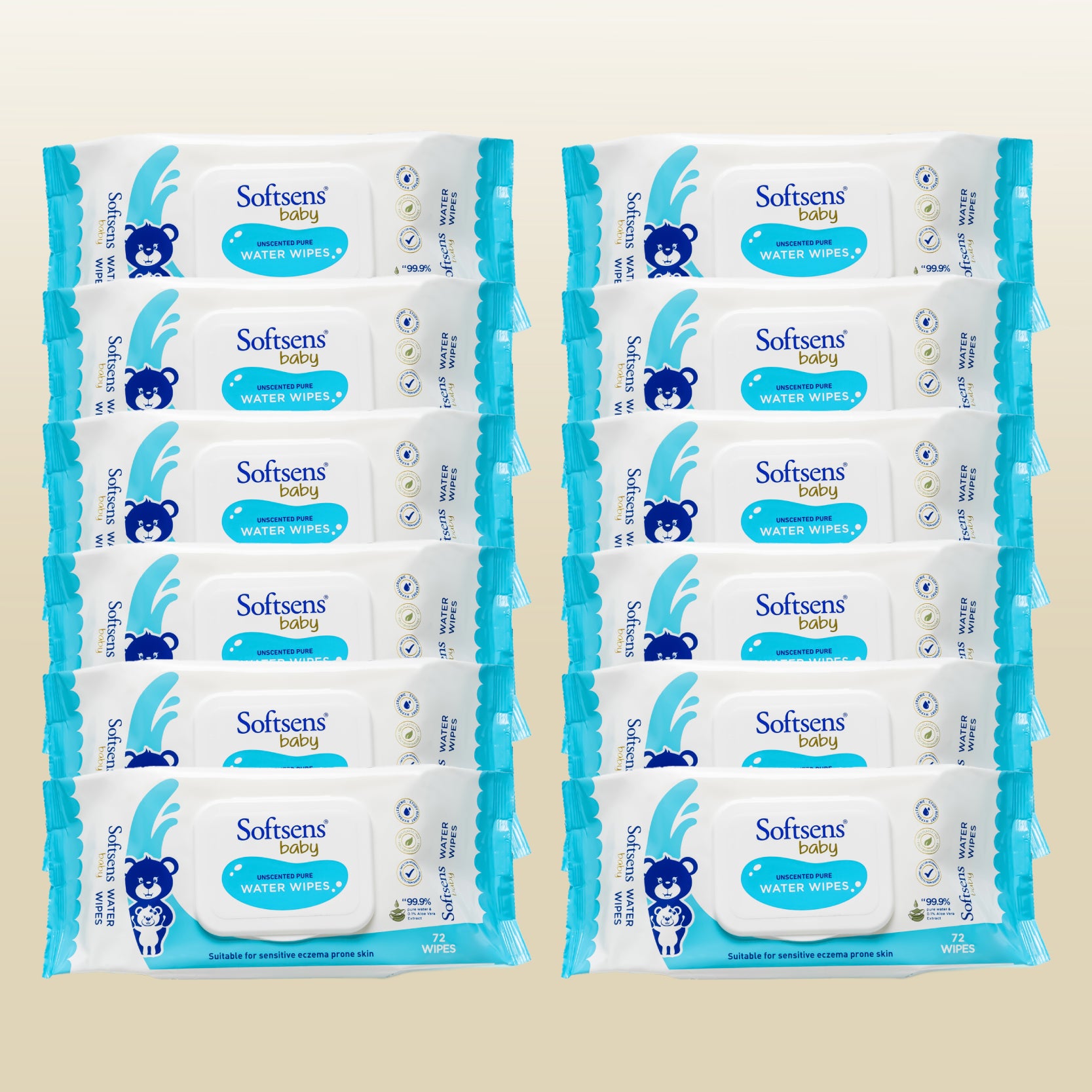 99.9% Pure Water Wipes (72Pcs) Pack of 12