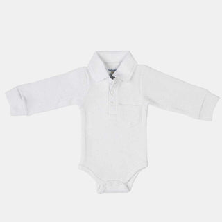 Boss Baby Long Sleeve Textured Bodysuit with Collar & Pocket