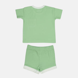 Lime Green Ribbed Top & Shorts Set