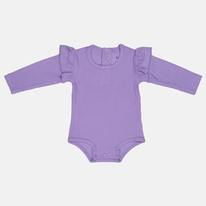 Lavender Lady Ribbed Bodysuit with Frills