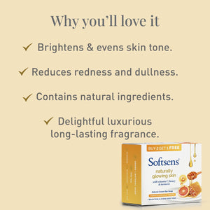 Softsens Naturally Glowing Skin Cream Bar Soap (100g x 3 Multipack)