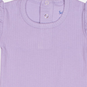 Lavender Lady Ribbed Bodysuit with Frills