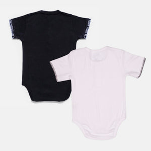 Pack of 2 Black & White Ribbed Bodysuit