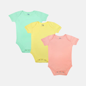 3-pack Organic Cotton Baby Bodysuits (mint + yellow + pink)
