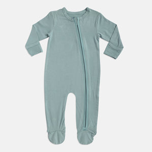 Aquifer Teal Bamboo Zipper Footie