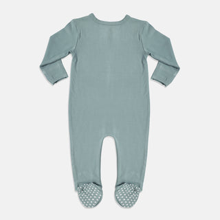 Aquifer Teal Bamboo Zipper Footie