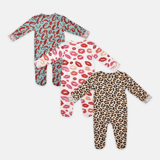 Li'l Loves Pack of 3 Ruffled Bamboo Zipper Footies