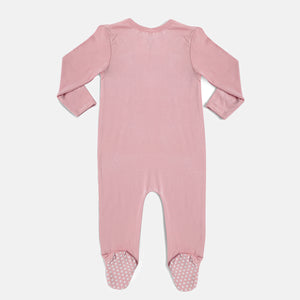 Coral Blush Bamboo Zipper Footie