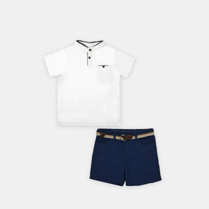 2-Piece Sleek Style Polo Tee & Oxford Shorts Set