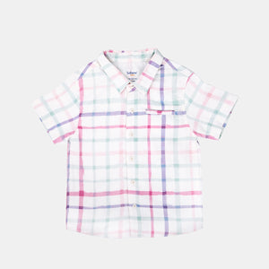 Checkered Watercolour Print Brushed Twill Shirt