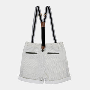 Pinstriped Oxford Shorts with Adjustable Suspenders