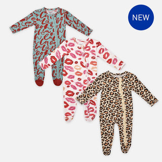 Li'l Loves Pack of 3 Ruffled Bamboo Zipper Footies