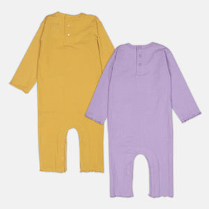 Pack of 2 Long Sleeved Ribbed Rompers