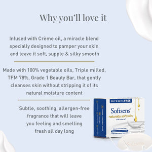 Naturally Soft Skin Cream Bar Soap (100g x 3 Multipack)