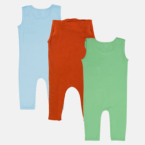 Pack of 3 Sleeveless Ribbed Rompers