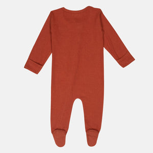 Rust Orange Ribbed Zipper Footie