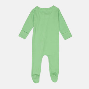 Lime Green Ribbed Zipper Footie